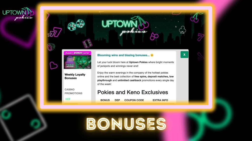 Uptown Pokies bonuses