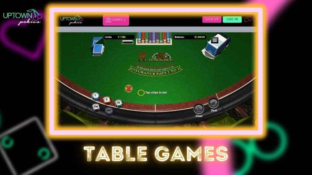 Uptown Pokies table games