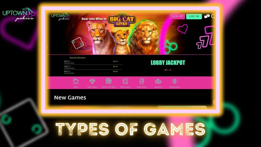 Uptown Pokies types of casino games