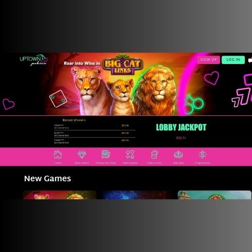 open Uptown Pokies website screen
