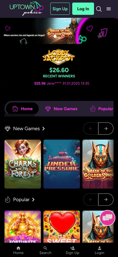uptown pokies main page